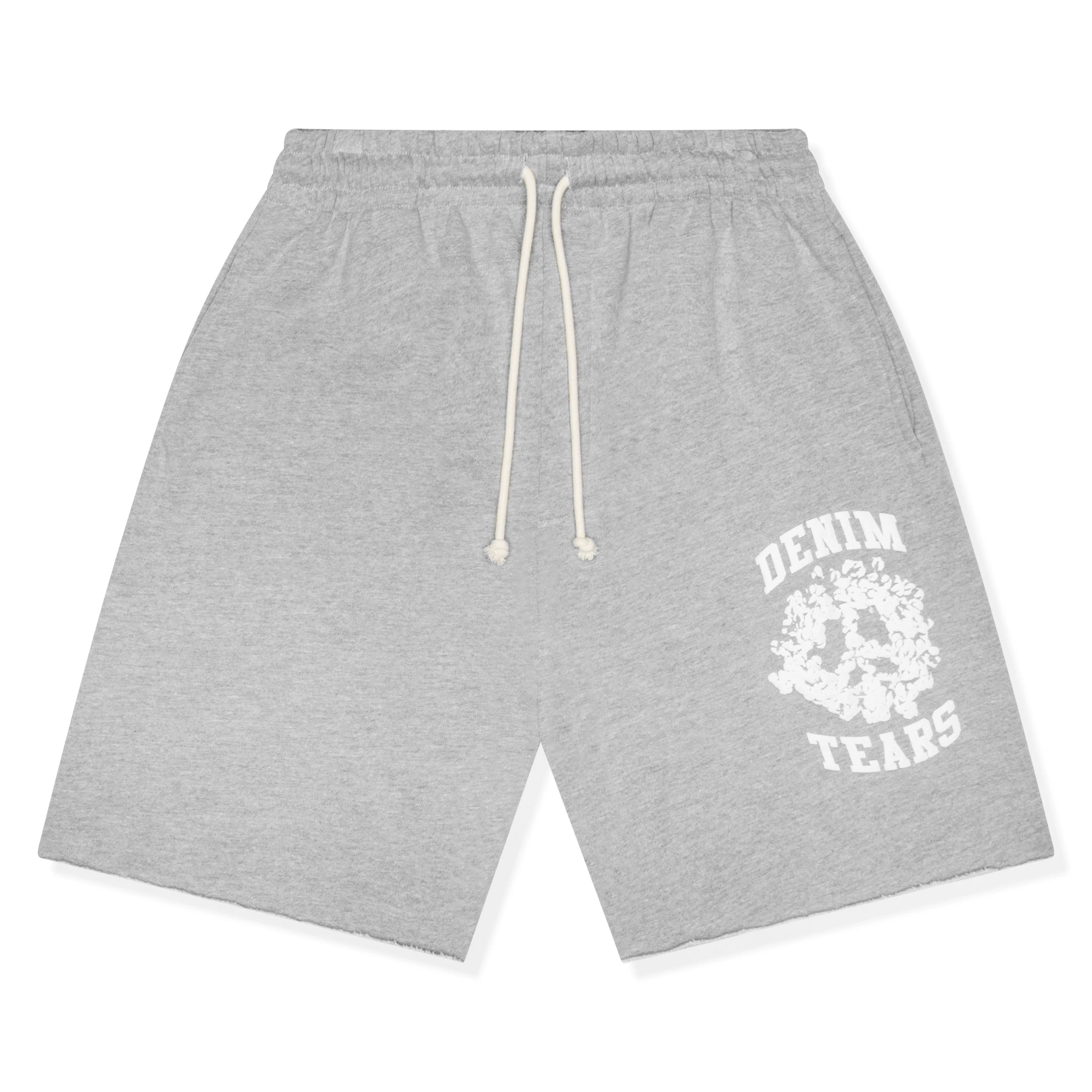Front view of Denim Tears University Grey Shorts